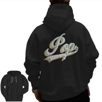 Pop Retro Style Father’S Day For Grandpa Pop Zip Up Hoodie Back Print | Mazezy