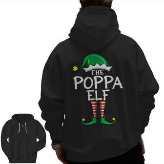 Poppa Elf Matching Group Grandpa Christmas Pajama For Family Zip Up Hoodie Back Print | Mazezy