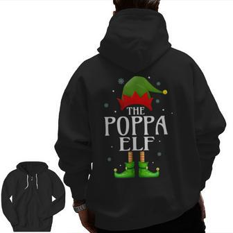 Poppa Elf Xmas Matching Family Group Christmas Grandpa Zip Up Hoodie Back Print | Mazezy