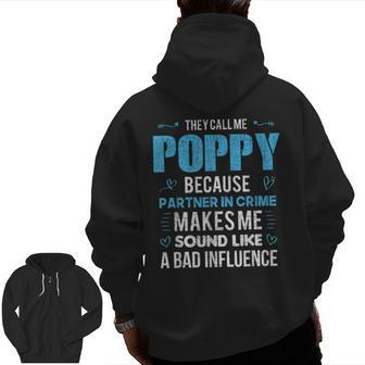 Poppy Grandpa Fathers Day Tshirt Zip Up Hoodie Back Print | Mazezy