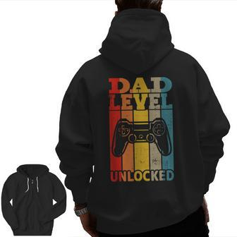 Pregnancy Announcement Dad Level Unlocked Soon To Be Father Zip Up Hoodie Back Print | Mazezy
