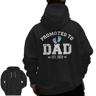 Promoted To Dad 2023 Pregnancy Announcement Zip Up Hoodie Back Print | Mazezy