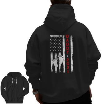 Promoted To Daddy 2021 First Time Father's Day New Dad Zip Up Hoodie Back Print | Mazezy