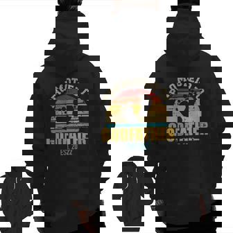 Promoted To Godfather 2022 Vintage Retro Zip Up Hoodie Back Print | Mazezy