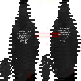 Promoted To Godfather Est 2022 Men First Time Godfather Zip Up Hoodie Back Print | Mazezy