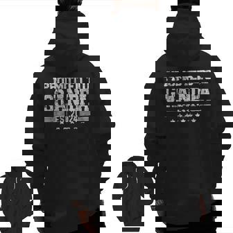 Promoted To Grandpa 2024 Soon To Be Popi New Dad Grandpa Zip Up Hoodie Back Print | Mazezy