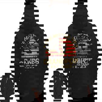 Promoted To Grandpop 2023 First Time Fathers Day New Dad Zip Up Hoodie Back Print | Mazezy