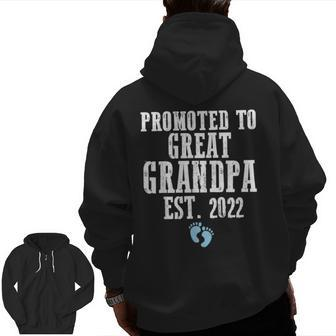 Promoted To Great Grandpa Est 2022 Team Boy Zip Up Hoodie Back Print | Mazezy