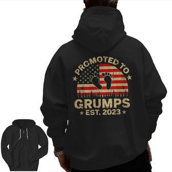 Promoted To Grumps 2023 First Time Fathers Day New Dad Zip Up Hoodie Back Print | Mazezy