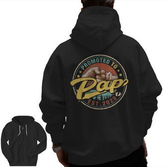 Promoted To Pap 2023 For New Dad First Time Zip Up Hoodie Back Print | Mazezy