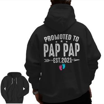 Promoted To Pap Pap Est2021 New Grandpa To Be Baby Zip Up Hoodie Back Print | Mazezy