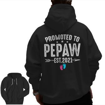 Promoted To Pepaw Est2021 New Grandpa To Be Baby Zip Up Hoodie Back Print | Mazezy CA