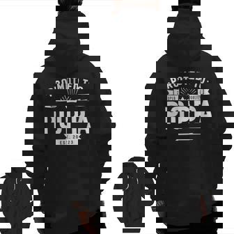 Promoted To Poppa Est 2023 Grandpa Papa Fathers Day Men Zip Up Hoodie Back Print | Mazezy