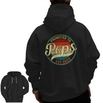 Promoted To Pops Est 2022 Soon To Be Pregnancy Announcement Zip Up Hoodie Back Print | Mazezy