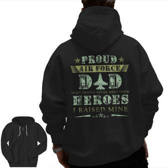 Proud Air Force Dad -Father's Day Zip Up Hoodie Back Print | Mazezy