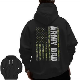 Proud Army Dad United States Usa Flag For Father's Day Zip Up Hoodie Back Print | Mazezy