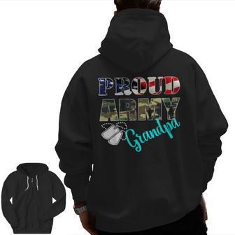 Proud Army Grandpa Flag American Military Family Zip Up Hoodie Back Print | Mazezy
