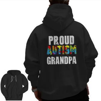 Proud Autism Grandpa Zip Up Hoodie Back Print | Mazezy