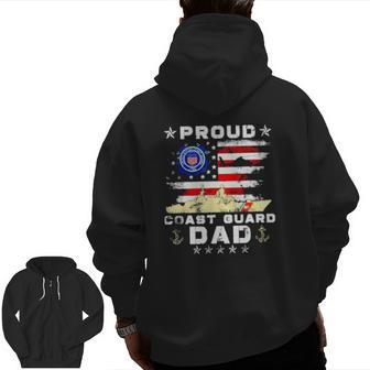 Proud Coast Guard Dad American Flag Zip Up Hoodie Back Print | Mazezy
