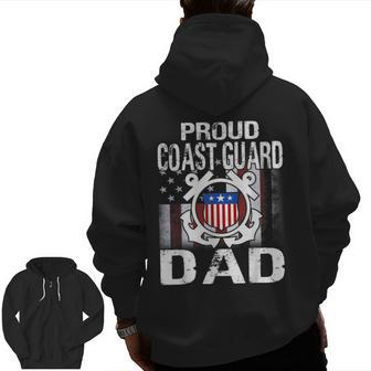 Proud Coast Guard Dad Us Coast Guard Veteran Military Zip Up Hoodie Back Print | Mazezy
