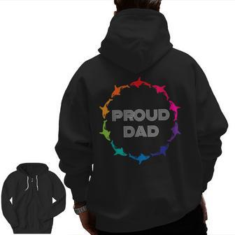 Proud Dad Lgbtq Gay Pride Awareness White Black Zip Up Hoodie Back Print | Mazezy