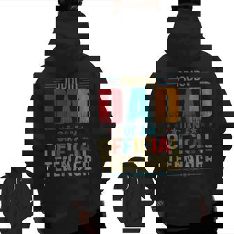 Proud Dad Official Teenager Bday Party 13 Year Old Zip Up Hoodie Back Print | Mazezy