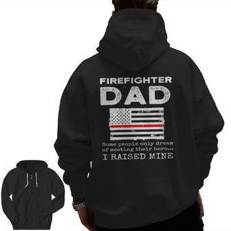 Proud Firefighter Dad Fireman Father American Flag Zip Up Hoodie Back Print | Mazezy UK