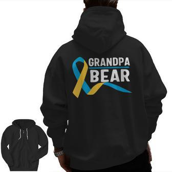 Proud Grandpa Of Down Syndrome Warrior Awareness Trisomy 21 Zip Up Hoodie Back Print | Mazezy