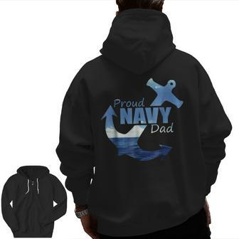 Proud Navy Dad For Us Army Father Zip Up Hoodie Back Print | Mazezy