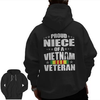 Proud Niece Of Vietnam Veteran Military Veterans Family Zip Up Hoodie Back Print | Mazezy