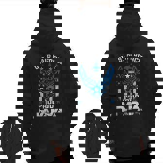 Proud Papa Us Air Force American Flag Usaf Zip Up Hoodie Back Print | Mazezy