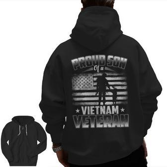 Proud Son Of A Vietnam Veteran Patriotic Us Service Zip Up Hoodie Back Print | Mazezy
