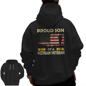 Proud Son Of Vietnam Veteran Tee American Flag Zip Up Hoodie Back Print | Mazezy