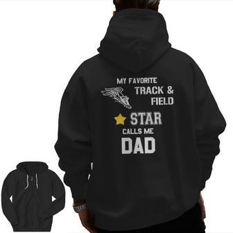 Proud Track & Field Dad Running Lover Zip Up Hoodie Back Print | Mazezy