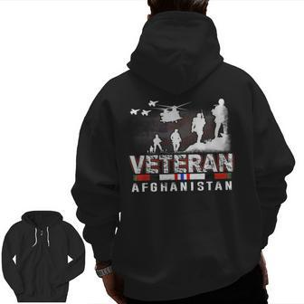Proud Us Afghanistan Veteran Military Veteran Day Zip Up Hoodie Back Print | Mazezy DE