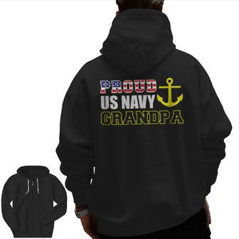 Proud Us Navy Grandpa T Navy Family Zip Up Hoodie Back Print | Mazezy CA