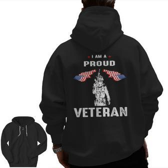 Proud Veteran Thank You Veterans On Veterans Day With Flag Zip Up Hoodie Back Print | Mazezy