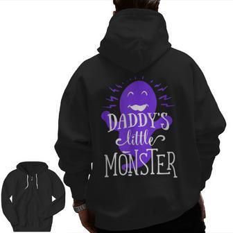 Purple Little Monster Halloween Single Dad Zip Up Hoodie Back Print | Mazezy