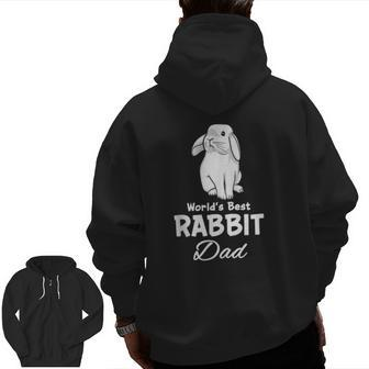 Rabbit Dad Cute Bunny Pet For Father Men Zip Up Hoodie Back Print | Mazezy