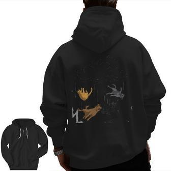 Raining Cats & Dogs Dog Cat Lover Zip Up Hoodie Back Print | Mazezy
