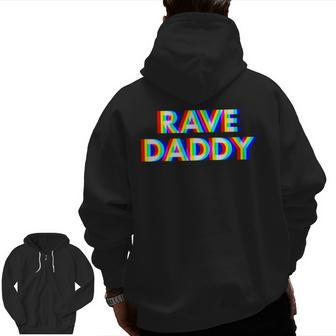 Rave Daddy Glitch Optical Illusion Edm Festival Trippy Zip Up Hoodie Back Print | Mazezy UK