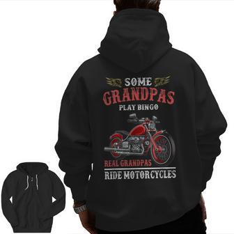 Real Grandpas Ride Motorcycles Bike Riding Biker Zip Up Hoodie Back Print | Mazezy
