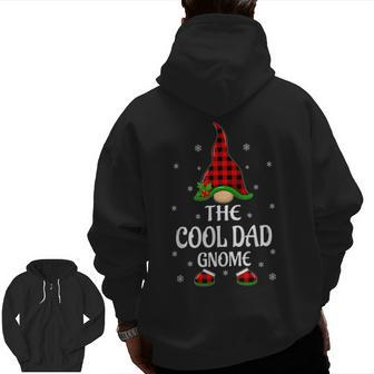 Red Buffalo Plaid Matching The Cool Dad Gnome Christmas Zip Up Hoodie Back Print | Mazezy
