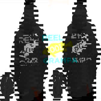 Reel Cool Grampa T Fisherman Fathers Day Zip Up Hoodie Back Print | Mazezy