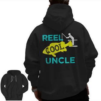 Reel Cool Uncle T Fisherman Fathers Day Zip Up Hoodie Back Print | Mazezy