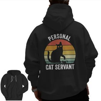 Retro Ca Black Cat Personal Cat Servant Cat Lover Zip Up Hoodie Back Print | Mazezy UK