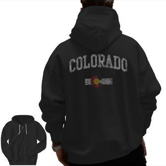 Retro Fade Colorado Zip Up Hoodie Back Print | Mazezy