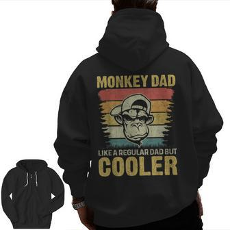 Retro Monkeys Father Men Animal Monkey Dad Zip Up Hoodie Back Print | Mazezy CA
