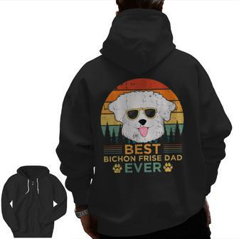 Retro Style Best Bichon Frise Dad Ever Father's Day Zip Up Hoodie Back Print | Mazezy