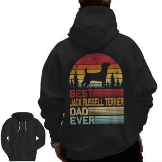 Retro Vintage Best Jack Russell Terrier Dad Ever Fathers Day Zip Up Hoodie Back Print | Mazezy